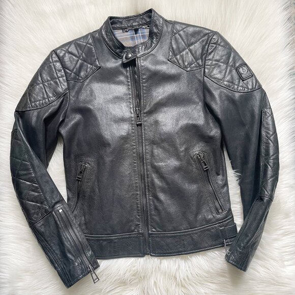 Belstaff Black Outlaw Beckham Waxed Italian Calf Leather Motorcycle Jacket - Picture 2 of 11